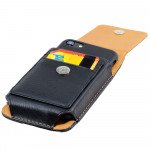 Wholesale Vertical Card Pocket Double Loop Belt Clip Pouch Large 31 Fits iPhone 13 and more (Black)